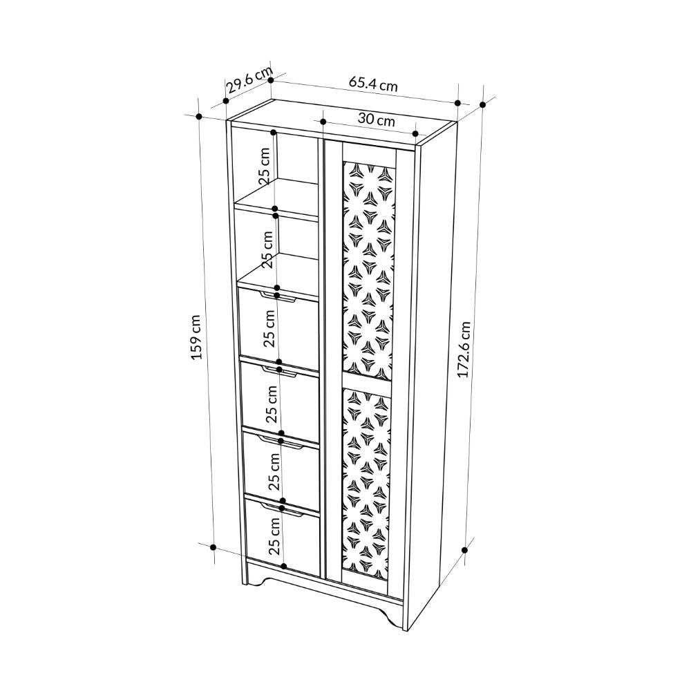 Mobile 4 Cassetti 5 Ripiani 172,6x65,4x29,6 cm in MDF Yada Bianco