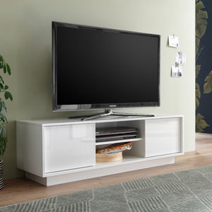 Mobile porta TV 2 ante e vano a giorno bianco lucido Ice 139x43x44H