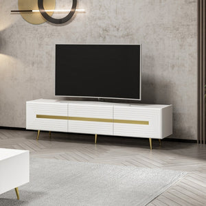 Mobile porta TV 3 ante bianco Jose particolari oro 180x42x50h