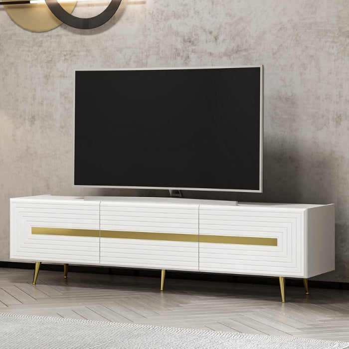 Mobile porta TV 3 ante bianco Jose particolari oro 180x42x50h