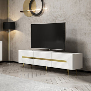 Mobile porta TV 3 ante bianco Jose particolari oro 180x42x50h