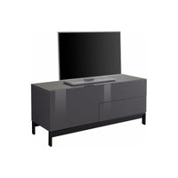 Mobile Porta Tv Metis 110 Con Piedistallo In Metallo Nero 1 Anta + 2 Cassetti Colore Bianco Lucido