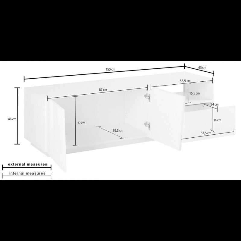 Mobile Porta TV Vega 150 – 2 ante/1 cassetto – Ardesia