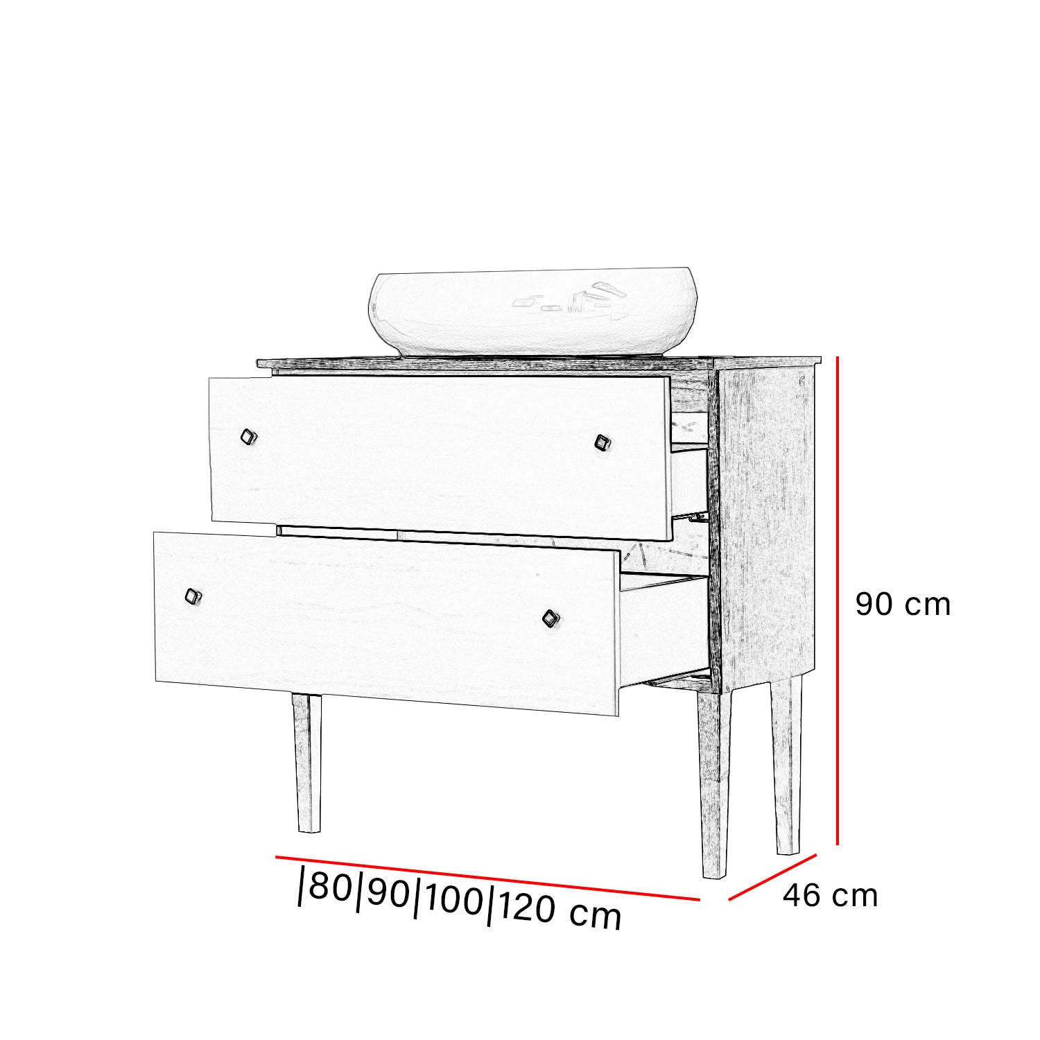 Mobile bagno moderno con lavabo - 100x46