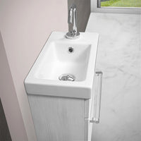 Mobile salvaspazio bagno 40 cm rovere bianco completo di specchio e lavabo