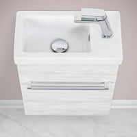 Mobile salvaspazio bagno 40 cm rovere bianco completo di specchio e lavabo