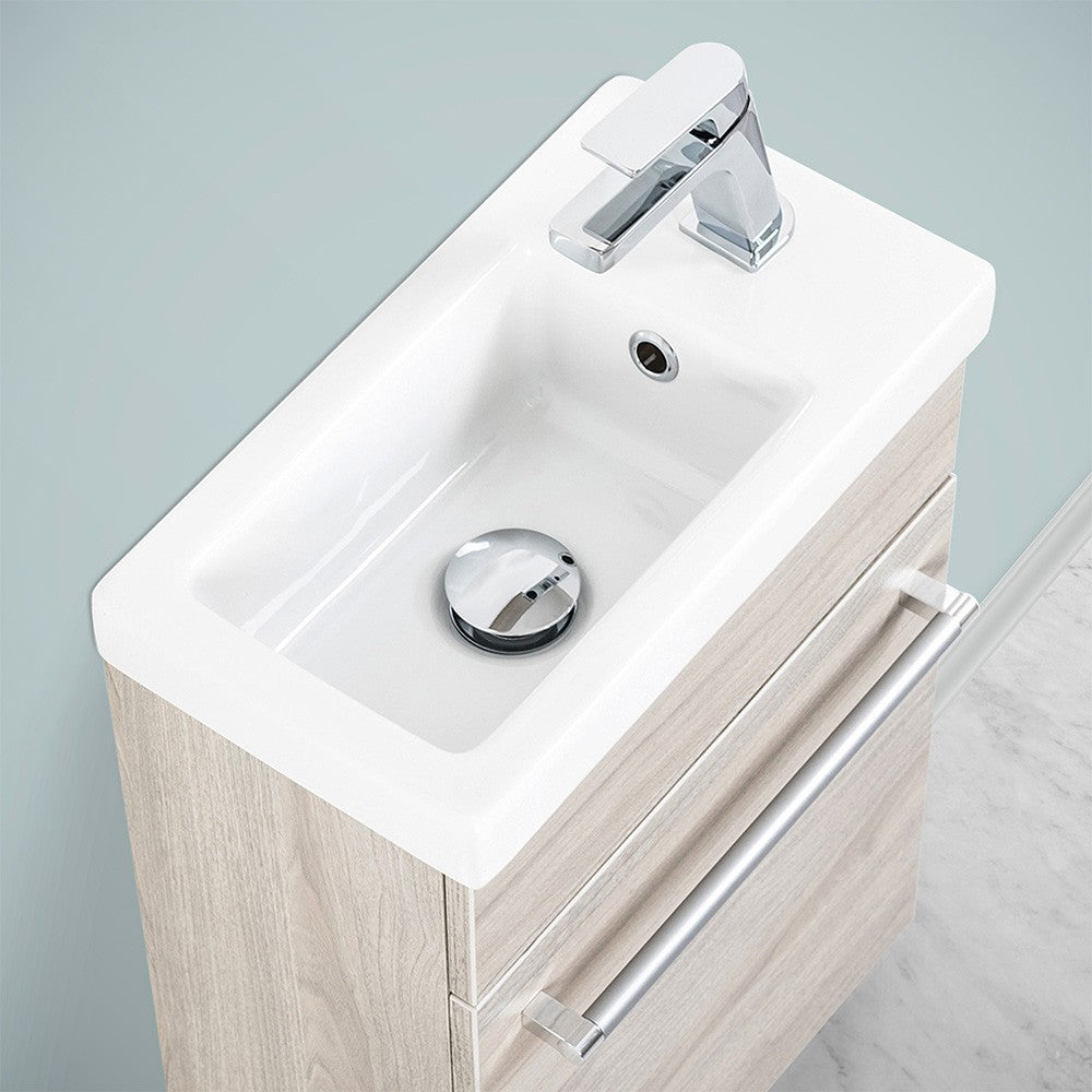 Mobile salvaspazio bagno 40 cm rovere grigio completo di specchio e lavabo