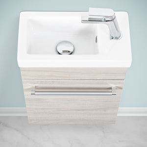 Mobile salvaspazio bagno 40 cm rovere grigio completo di specchio e lavabo