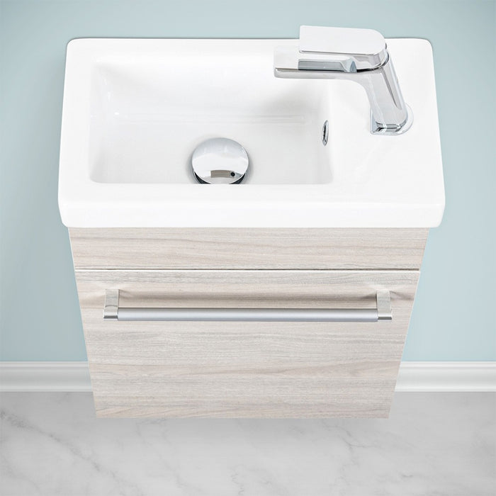 Mobile salvaspazio bagno 40 cm rovere grigio completo di specchio e lavabo