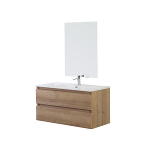 MOBILE BAGNO SOSPESO C/LAVABO E SPECCHIO 2 CASSETTI L:80cm ROVERE LINEA REVITAL