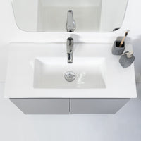 Mobile Sospeso Bagno Moderno 2 Ante Grigio L.80 cm con Specchio