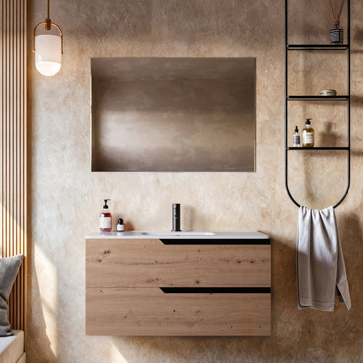 Mobile bagno 80 cm Sospeso Rovere Cartagena Boston Senza Specchio Bonussi