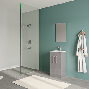 Mobiletto bagno da terra 40 cm salvaspazio grigio 2 ante Poket