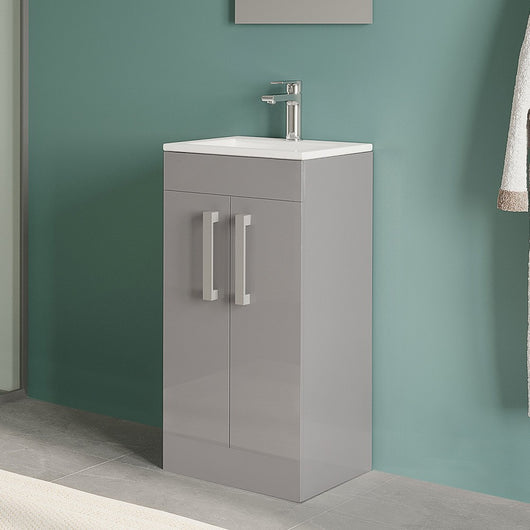 Mobiletto bagno da terra 40 cm salvaspazio grigio 2 ante Poket