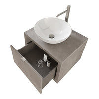 Mobiletto bagno sospeso 60 cm Master grigio cemento con lavabo appoggio e specchio