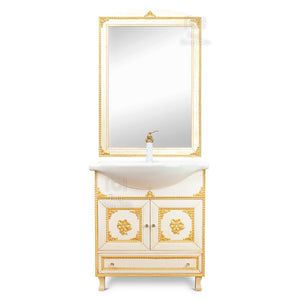 Mobile bagno barocco in oro foglia e swarovski - 65 cm