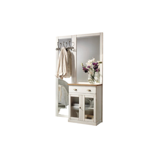 Appendiabiti shabby 2 ante 1 cassetto in legno bianco/naturale l. 120 p. 38 h. 200 - Mobili 2G