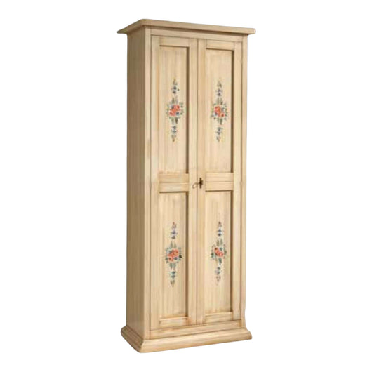 Armadietto scarpiera legno avorio pennellato e decori 77x45x193 - Mobili 2G