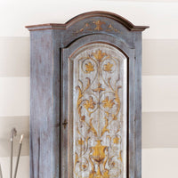 Armadio 1 porta legno shabby azzurro cenere decorato 96x56x196