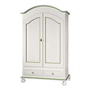 Armadio 2 ante legno shabby bianco e verde salvia 125x61x200