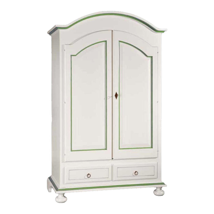 Armadio 2 ante legno shabby bianco e verde salvia 125x61x200