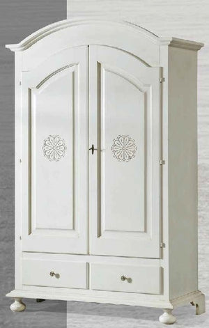 Armadio 2 porte classico in legno bianco opaco 125x61x200