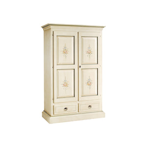 Armadio 2 porte in legno shabby bianco patinato/verde 125x61x200 - Mobili 2G