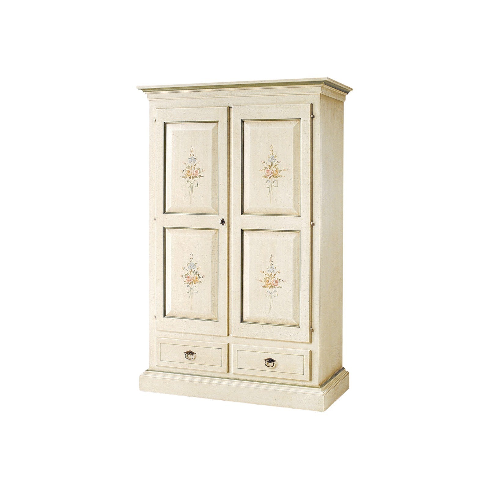 Armadio 2 porte in legno shabby bianco patinato/verde 125x61x200 - Mobili 2G