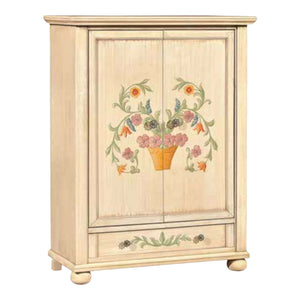 Armadio 2 porte shabby avorio pennellato e decori 120x58x203