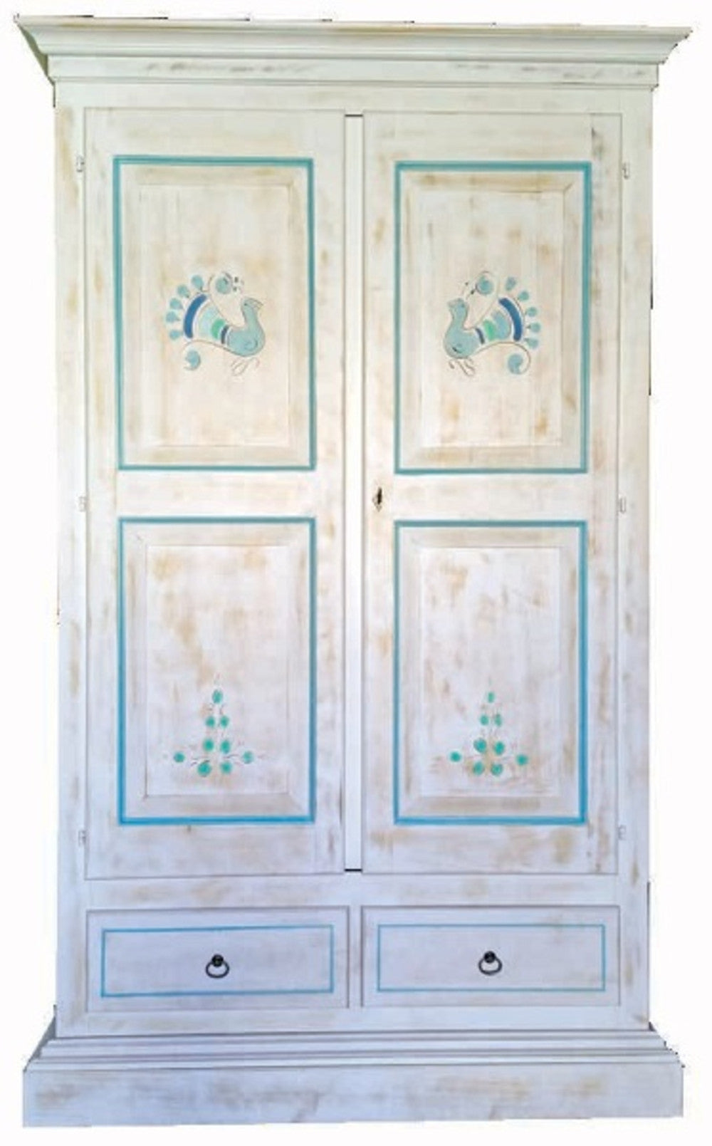 Armadio 2 porte shabby legno bianco consumato 125x61x200