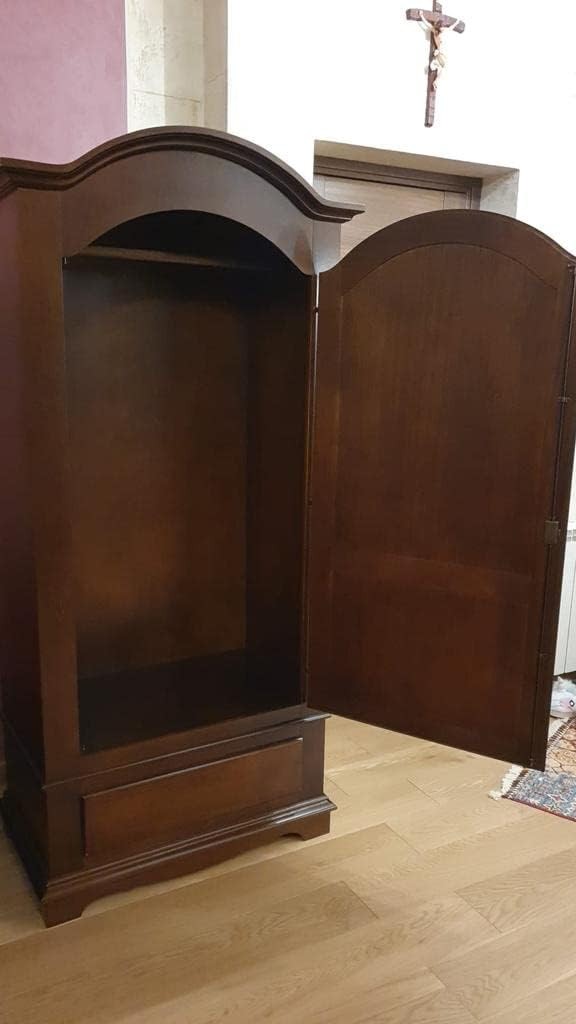 Armadio arte povera 1 porta legno noce foglia oro 96x56x196h - Mobili 2G