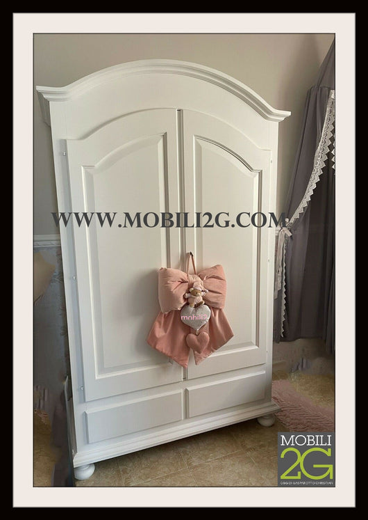 Armadio cappello tondo bianco opaco shabby 125x60x200