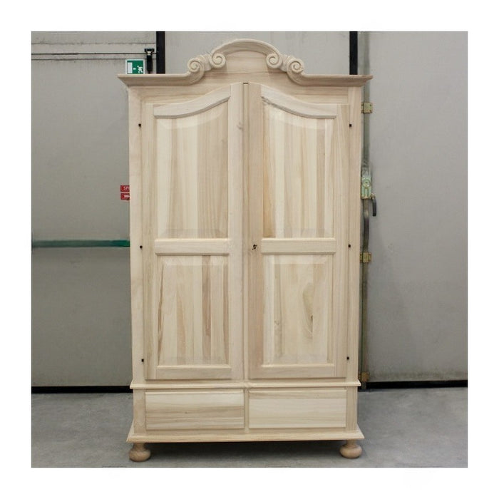  armadio classico 2 porte 2 cassetti legno grezzo 122x60x204 - Mobili 2G