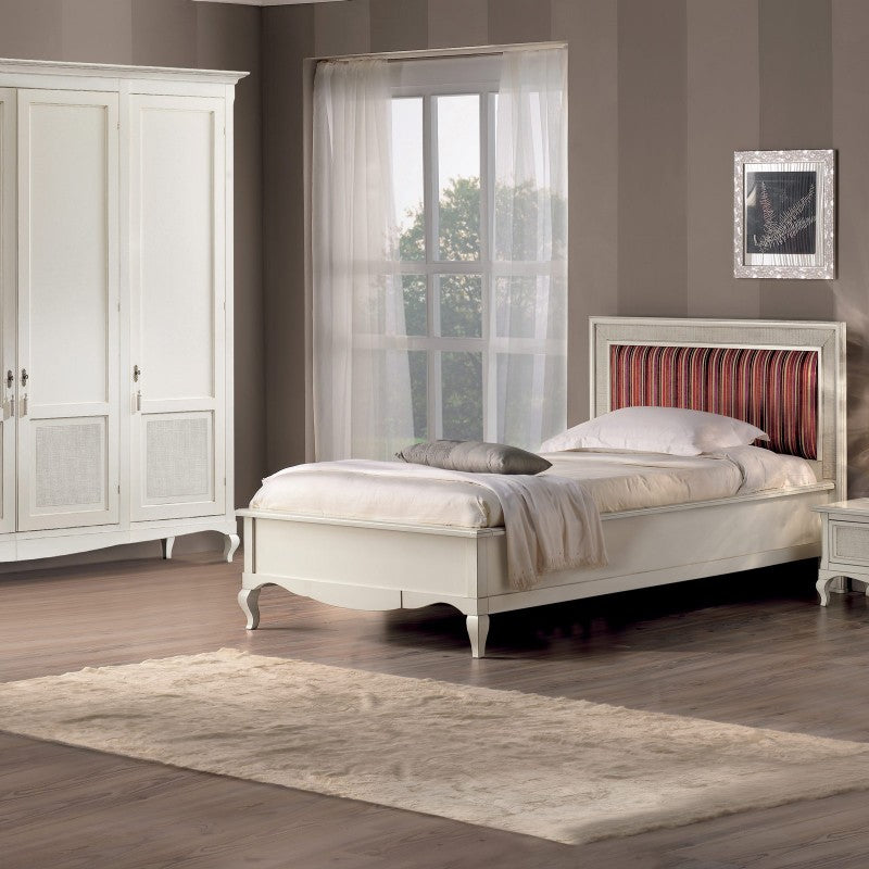 Armadio classico 3 porte paglia di vienna legno bianco shabby 190x62x220 - Mobili 2G