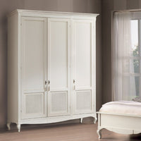 Armadio classico 3 porte paglia di vienna legno bianco shabby 190x62x220 - Mobili 2G