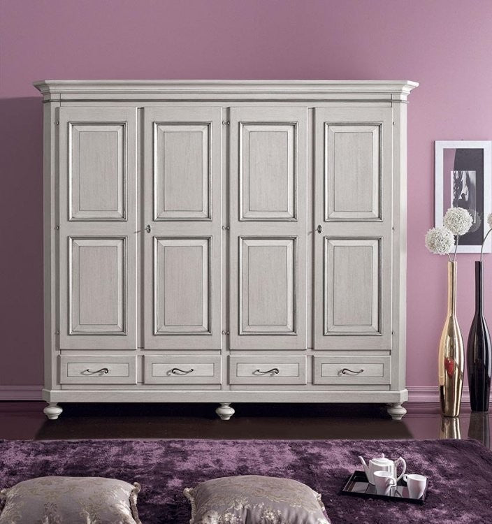 Armadio classico 4 porte legno tortora grigio 193x63x217