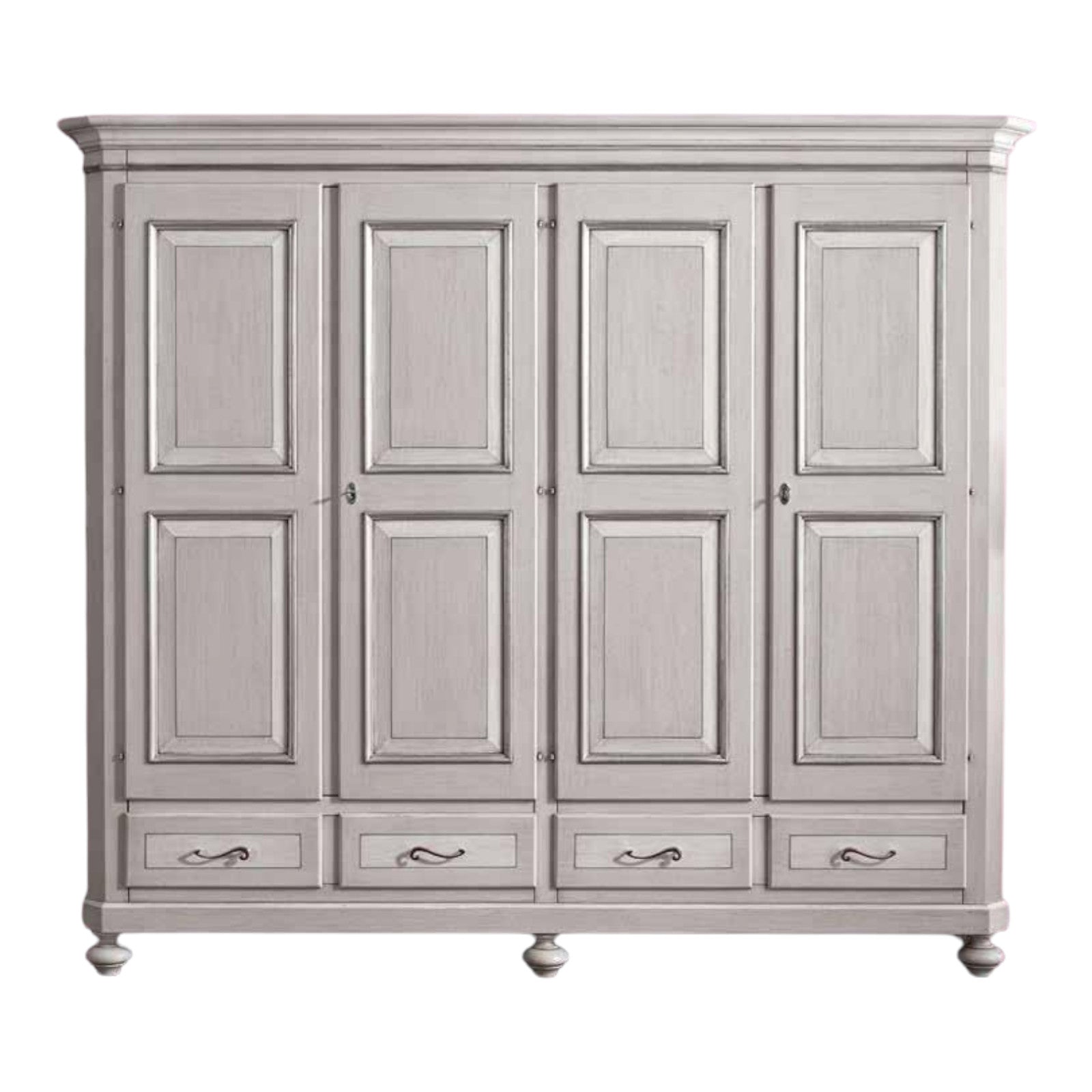 Armadio classico 4 porte legno tortora grigio 193x63x217