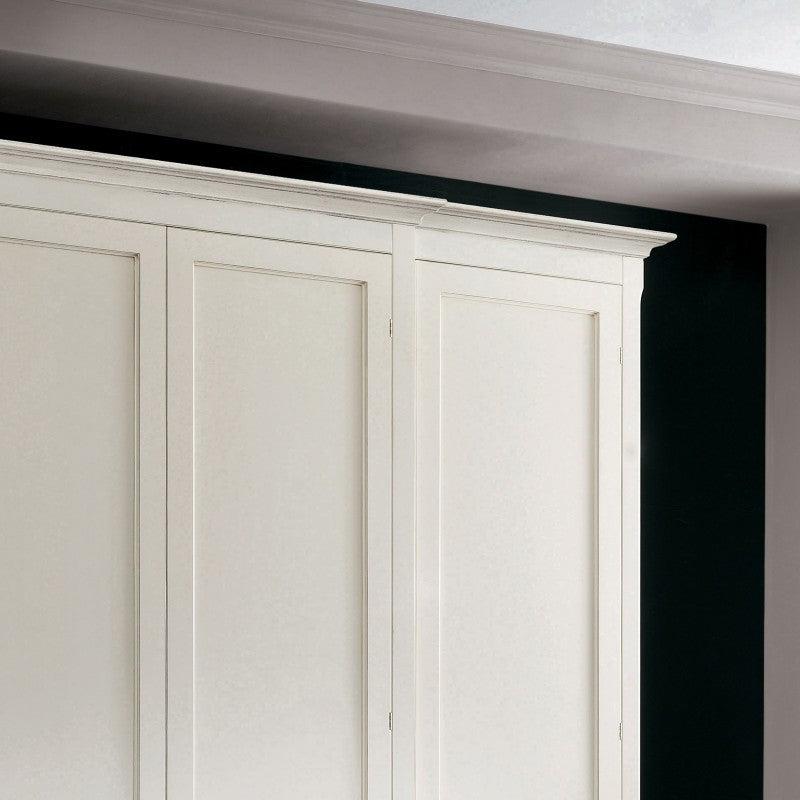 Armadio classico 4 porte paglia di vienna legno bianco shabby 286x65x255 - Mobili 2G