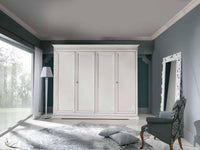 Armadio in legno classico 4 ante shabby bianco 300x68x255