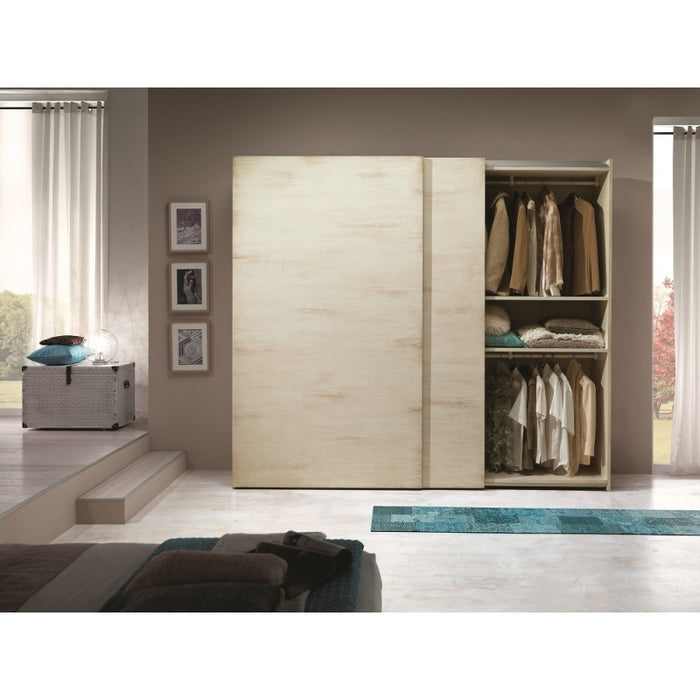 Armadio moderno 2 ante scorrevoli legno bianco pattinato 282x61x246