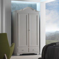 Armadio shabby 2 ante 2 cassetti in legno massello grigio l.118 p.65 h.218 - Mobili 2G