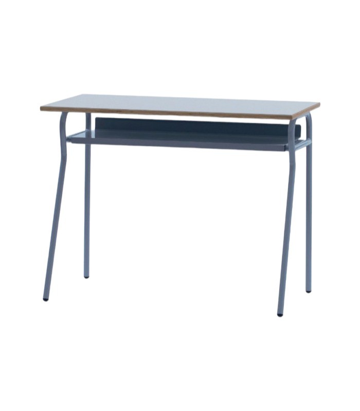 Banco scuola moderno metallo grigio piano melaminico grigio 100x50x76,5 - Mobili 2G