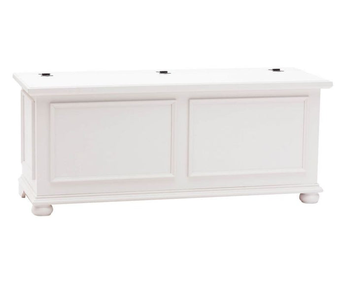 Cassapanca in legno bianco anticato shabby 120x42x50 - Mobili 2G