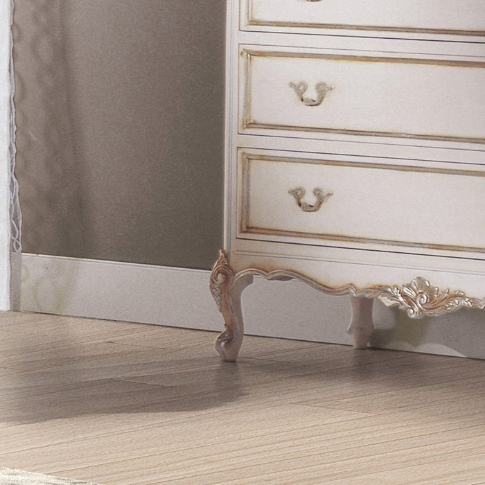 Cassettiera 3 cassetti classico legno shabby bianco argento 130x62x107 - Mobili 2G