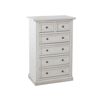 Cassettiera 6 cassetti in legno shabby bianco anticato 62x37x93 - Mobili 2G