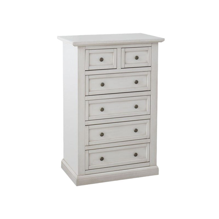 Cassettiera 6 cassetti in legno shabby bianco anticato 62x37x93 - Mobili 2G