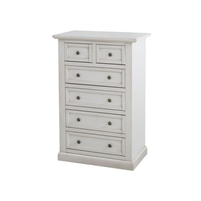 Cassettiera 6 cassetti in legno shabby bianco anticato 62x37x93 - Mobili 2G