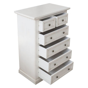 Cassettiera 6 cassetti in legno shabby bianco anticato 62x37x93 - Mobili 2G