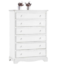 Cassettiera 6 cassetti legno shabby bianco 97x49x140 - Mobili 2G