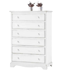 Cassettiera 6 cassetti legno shabby bianco 97x49x140 - Mobili 2G